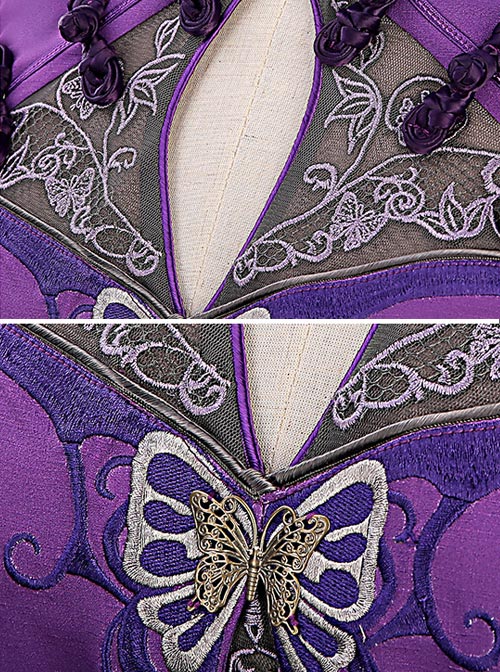 Phalaenopsis Embroidery Purple Chinese Style Classic Lolita Sleeveless Dress