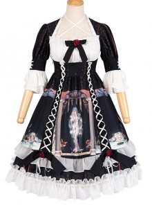 Long Sleeve Bow Lace Ruffles Classic Lolita Dress