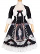 Narkissos Series Printing Retro Black Classic Lolita Short Sleeve Dress