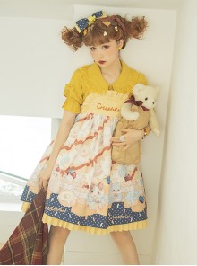 Cute Hamster Printing Yellow JSK Sweet Lolita Sling Dress