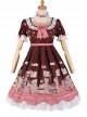 Little Bear Dessert Series OP Printing Pink Bowknot Sweet Lolita Short Sleeve Dress