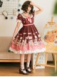 Little Bear Dessert Series OP Printing Pink Bowknot Sweet Lolita Short Sleeve Dress