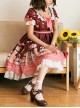 Little Bear Dessert Series OP Printing Pink Bowknot Sweet Lolita Short Sleeve Dress