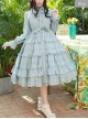 Elegant Little High Collar Jacquard Ruffle Long Sleeve Classic Lolita Long Style Dress