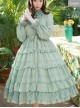 Elegant Little High Collar Jacquard Ruffle Long Sleeve Classic Lolita Long Style Dress