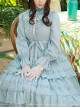 Elegant Little High Collar Jacquard Ruffle Long Sleeve Classic Lolita Long Style Dress