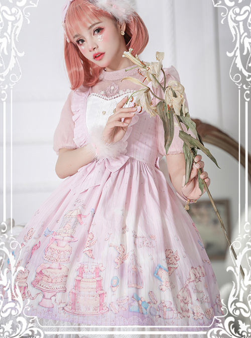 November's ode Series JSK Cute Printing Sweet Lolita Sling Dress