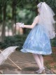 Ocean Series Whale And Jellyfish Printing Classic Lolita Blue Sling Dress