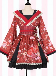 Cherry Blossoms Printing Japanese-style Sweet Lolita Improved Kimono