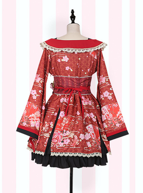 Cherry Blossoms Printing Japanese-style Sweet Lolita Improved Kimono