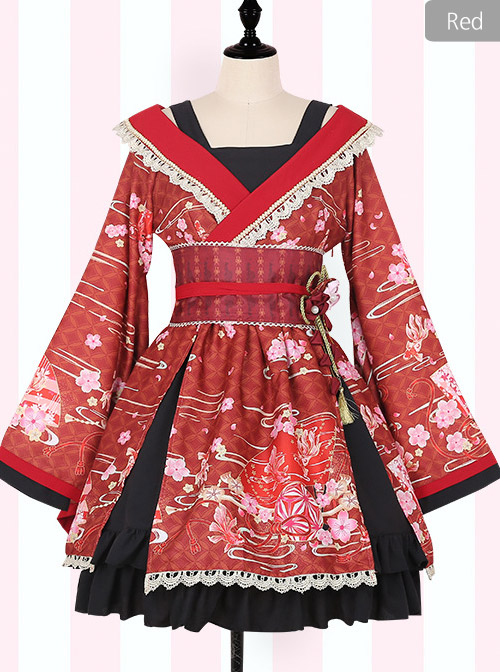 Cherry Blossoms Printing Japanese-style Sweet Lolita Improved Kimono