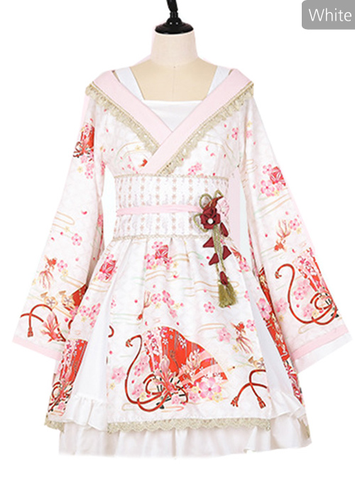 Cherry Blossoms Printing Japanese-style Sweet Lolita Improved Kimono