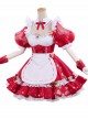 Cherry Decoration Rose Printing Red Sweet Lolita Short Sleeve Puff Sleeve Dress