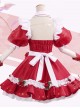 Cherry Decoration Rose Printing Red Sweet Lolita Short Sleeve Puff Sleeve Dress