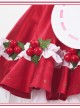 Cherry Decoration Rose Printing Red Sweet Lolita Short Sleeve Puff Sleeve Dress