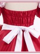 Cherry Decoration Rose Printing Red Sweet Lolita Short Sleeve Puff Sleeve Dress