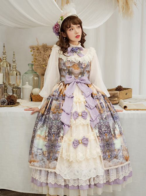 Dusk Of The Gods Series Elegant Retro Classic Lolita Long Sleeve Long Dress