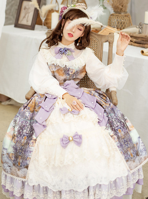 Dusk Of The Gods Series Elegant Retro Classic Lolita Long Sleeve Long Dress