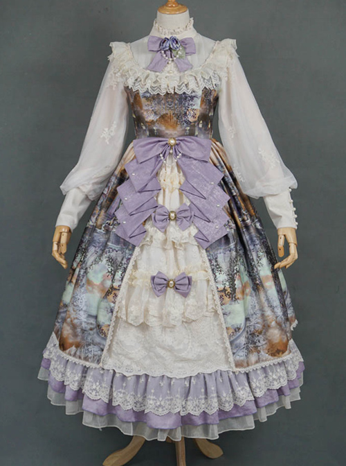 Dusk Of The Gods Series Elegant Retro Classic Lolita Long Sleeve Long Dress