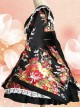 Japanese Style Flowers Printing Bowknot Black Kimono Classic Lolita Dress