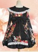 Japanese Style Flowers Printing Bowknot Black Kimono Classic Lolita Dress