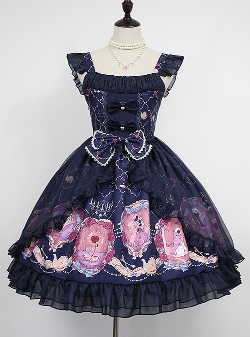 Beauty And Beast Series Printing Classic Lolita Sling Dress