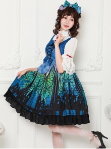 Magic Tea Party City Of Aurora Series JSK Blue Classic Lolita Sleeveless Dress