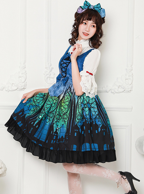 Magic Tea Party City Of Aurora Series JSK Blue Classic Lolita Sleeveless Dress