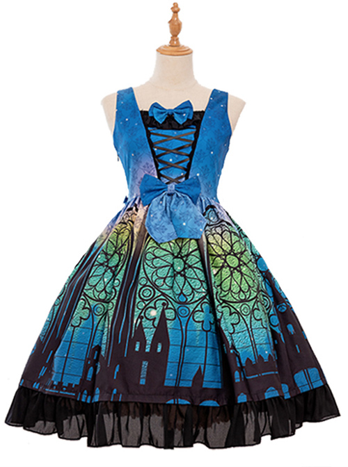 Magic Tea Party City Of Aurora Series JSK Blue Classic Lolita Sleeveless Dress