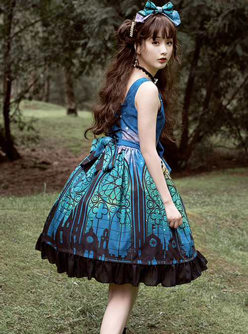 Magic Tea Party City Of Aurora Series JSK Blue Classic Lolita Sleeveless Dress