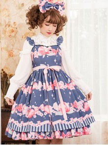 Magic Tea Party Peach Series Printing Sweet Lolita Sling Dress