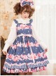 Magic Tea Party Peach Series Printing Sweet Lolita Sling Dress