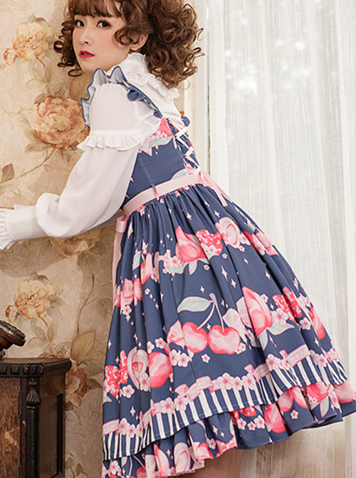 Magic Tea Party Peach Series Printing Sweet Lolita Sling Dress