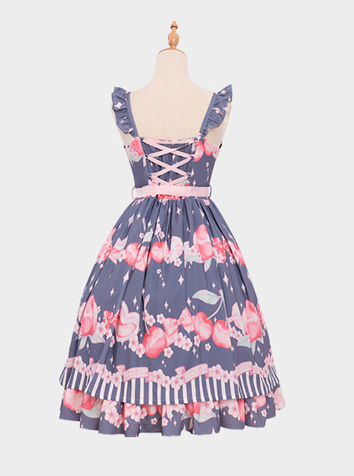 Magic Tea Party Peach Series Printing Sweet Lolita Sling Dress