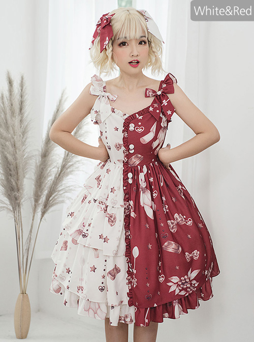 Magic Tea Party Chocolate Rabbit Series Printing Chinese Style Sweet Lolita Sling Dress