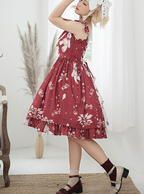 Magic Tea Party Chocolate Rabbit Series Printing Chinese Style Sweet Lolita Sling Dress