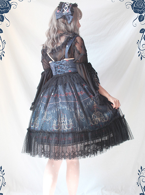 Chandelier Series Ruffle Bowknot Normal Hem Sweet Lolita Lace Sling Dress