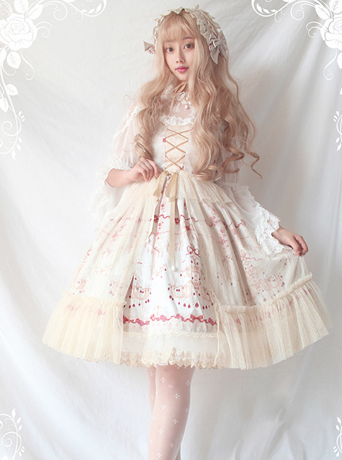 Chandelier Series Ruffle Bowknot Normal Hem Sweet Lolita Lace Sling Dress