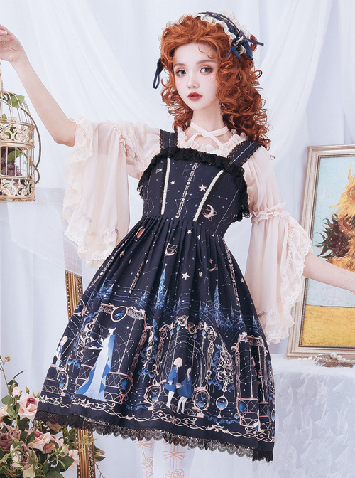 Astrology College Series Printing  JSK Classic Lolita Sling Dress