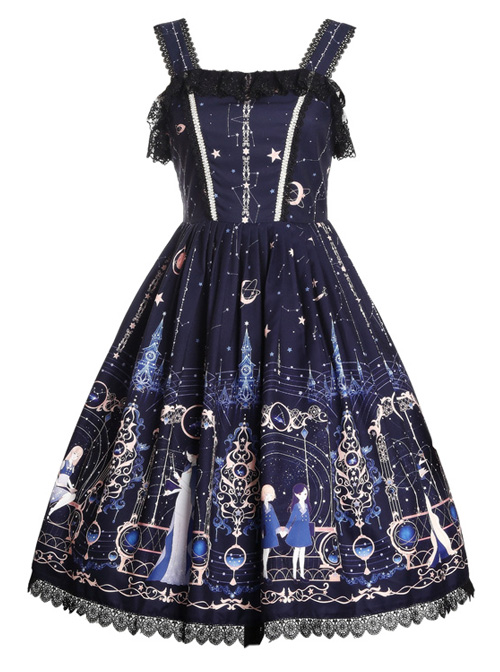 Astrology College Series Printing  JSK Classic Lolita Sling Dress