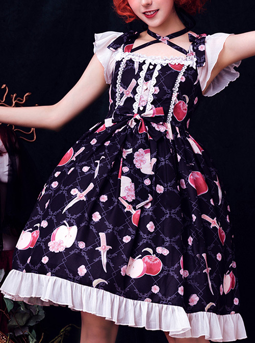 Apples Paradise Series Cute Printing Sweet Lolita Sling Dress