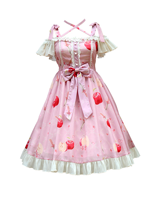 Apples Paradise Series Cute Printing Sweet Lolita Sling Dress