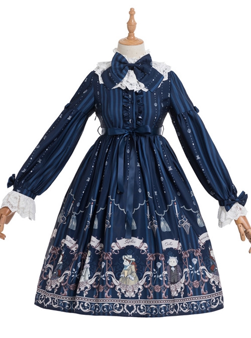 Magic Tea Party Rose Knight Series Classic Lolita Long Sleeve Dress
