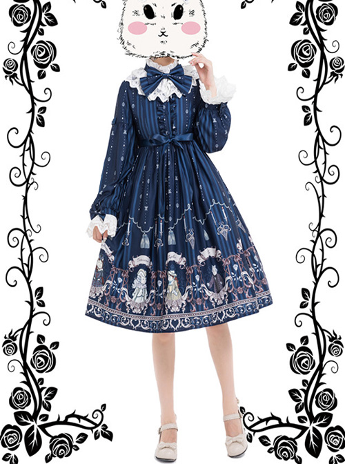 Magic Tea Party Rose Knight Series Classic Lolita Long Sleeve Dress