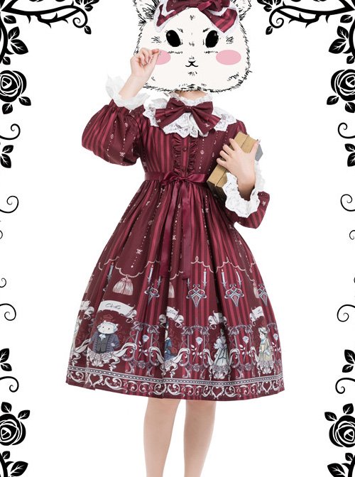 Magic Tea Party Rose Knight Series Classic Lolita Long Sleeve Dress