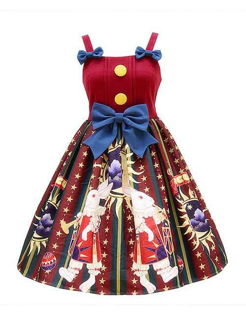 Circus Rabbit Series JSK Bowknot Retro Sweet Lolita Sling Dress