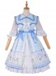 Lemon Duck Series OP Light Blue Pastoral Style Sweet Lolita Lapel Half Sleeve Dress