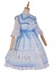 Lemon Duck Series OP Light Blue Pastoral Style Sweet Lolita Lapel Half Sleeve Dress