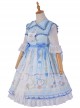 Lemon Duck Series OP Light Blue Pastoral Style Sweet Lolita Lapel Half Sleeve Dress