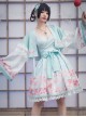 Cherry Blossom Festival Series JSK Printing Light Green Japanese Style Sweet Lolita Sling Dress With The Thin Coat